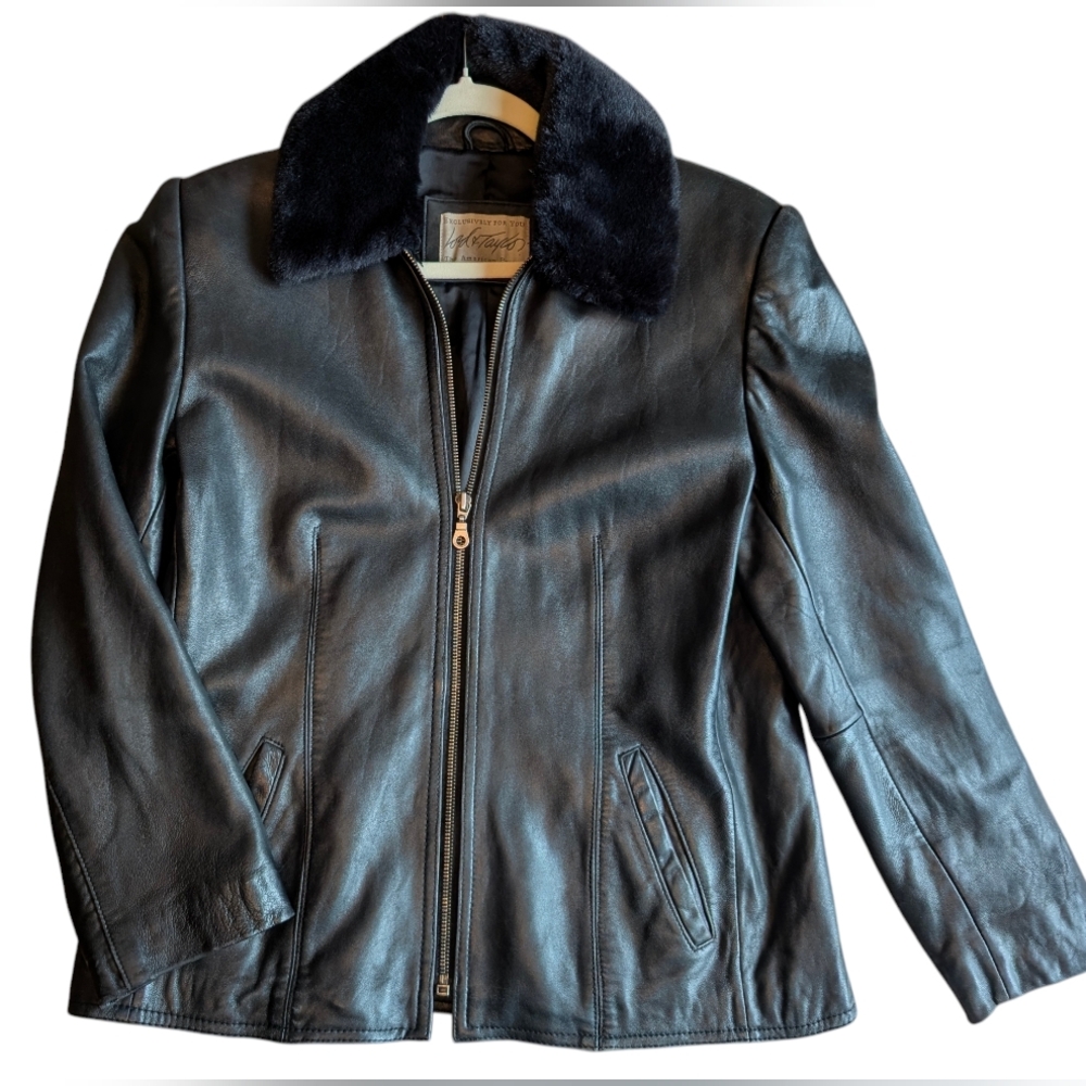 Vintage Lord & Taylor Faux Fur Lined Leather Jacket